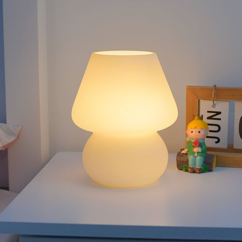 Floroux Lampe de table en verre champignon design rétro | Lumière nocturne LED | Lumière chaude | Lumière d'ambiance | Décoration pour la maison
