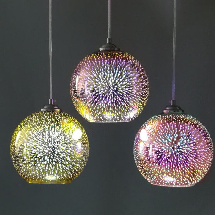 Floroux 3D Lustre Feux d'Artifice | Verre Changeant de Couleur | Décor pour Salon & Salle à Manger