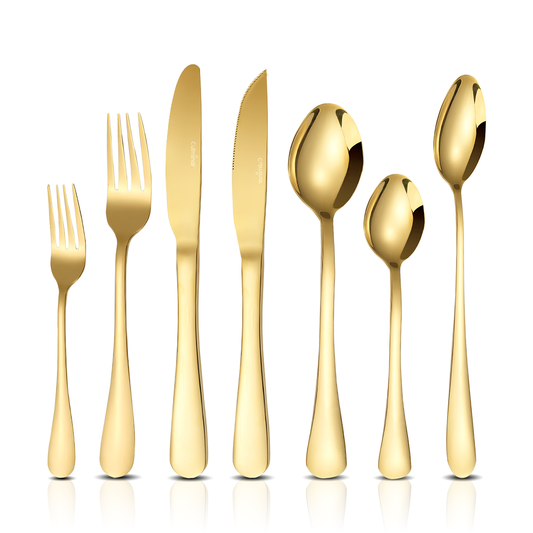 GlamourCutlery - Ensemble de couverts en or champagne de luxe pour un dîner festif