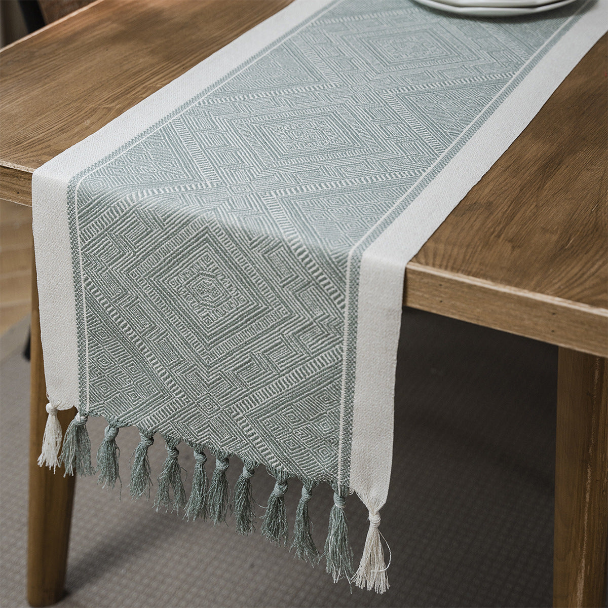 Nappe en jacquard à carreaux géométriques