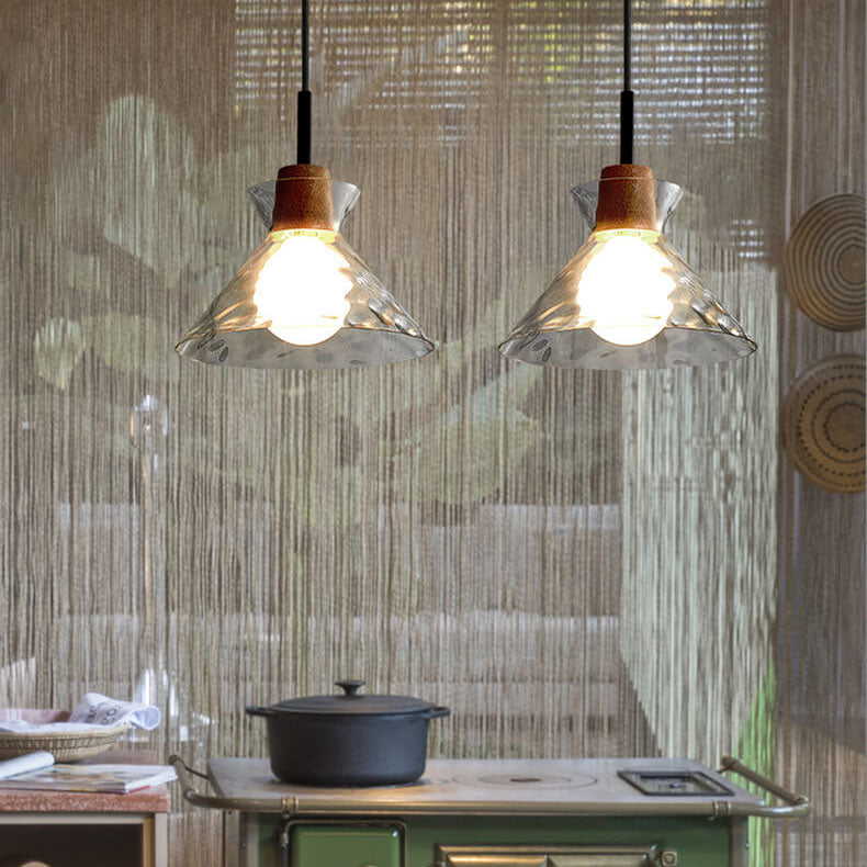 Floroux Suspension Nordique | Verre Ribé | 1-Lumière | Design Scandinave | Décoration d'intérieur