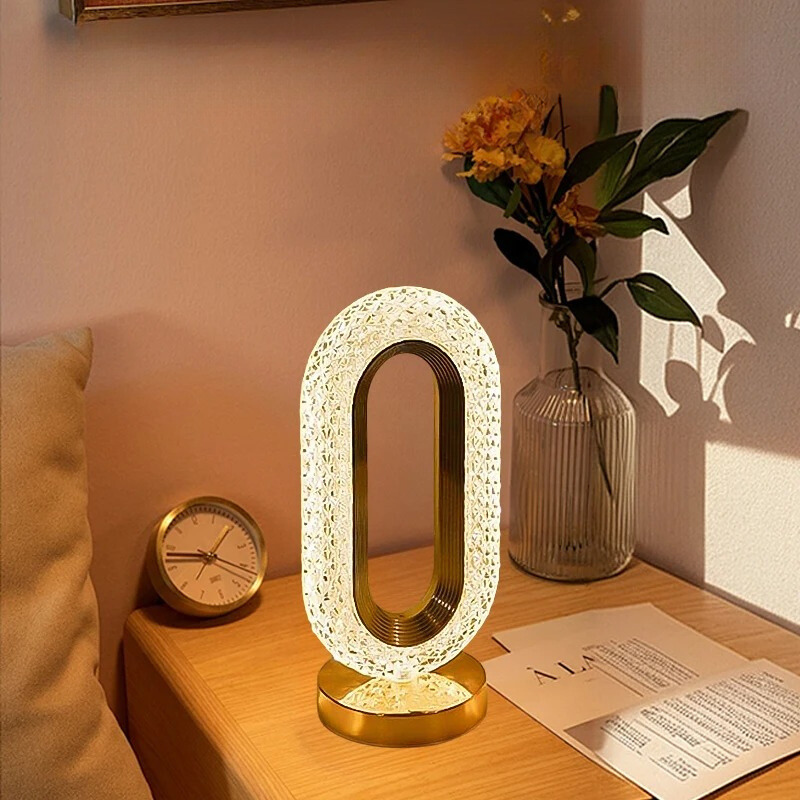 Floroux - Lampe de table en cristal élégante avec variateur tactile