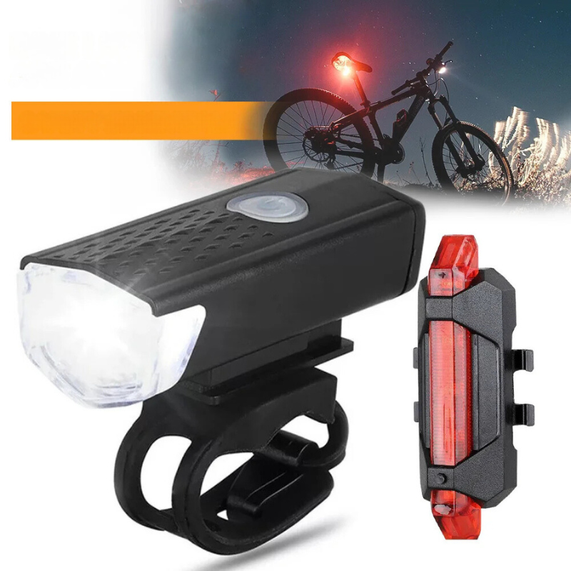 Lumière de vélo - Ensemble d'éclairage rechargeable avec plusieurs modes