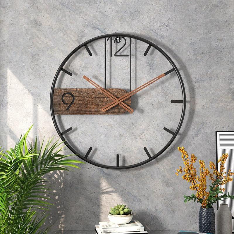 Horloge murale Floroux | Fusion noble de l'acier inoxydable et du bois de noyer