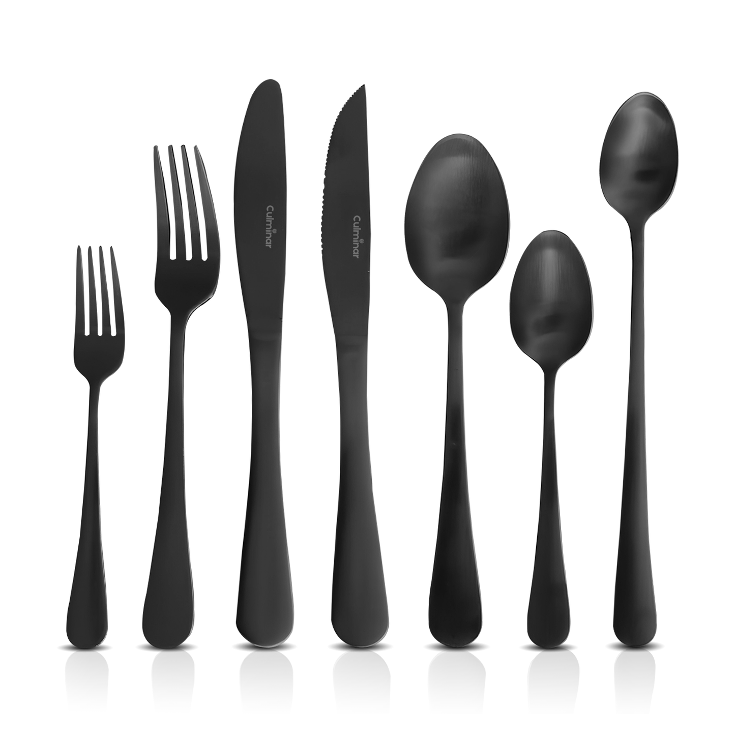 RoyalElegance - Luxe Ensemble de Couverts Noir pour 6 Personnes