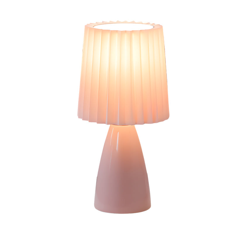 30cm Tissus plissés - Lampe de table avec base en verre et USB, Dimmable avec 1 point lumineux
