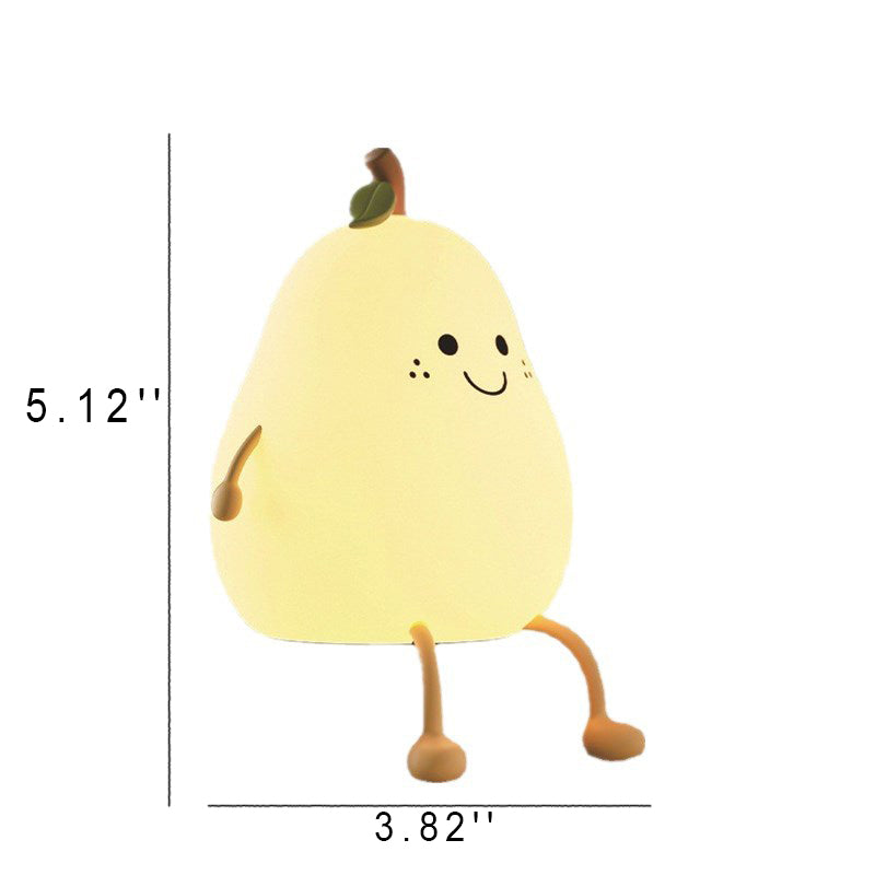 Floroux Lampe de nuit LED créative | Forme de poire en silicone | Lampe de table USB | Lumière d'ambiance sept couleurs