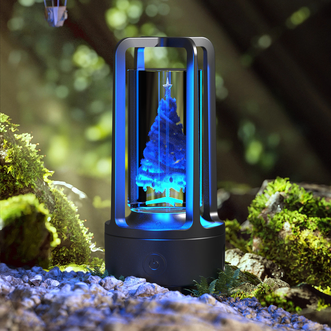 2-en-1 Lampe de nuit en cristal avec fleurs de l'arbre noir et enceinte Bluetooth lampe de bureau