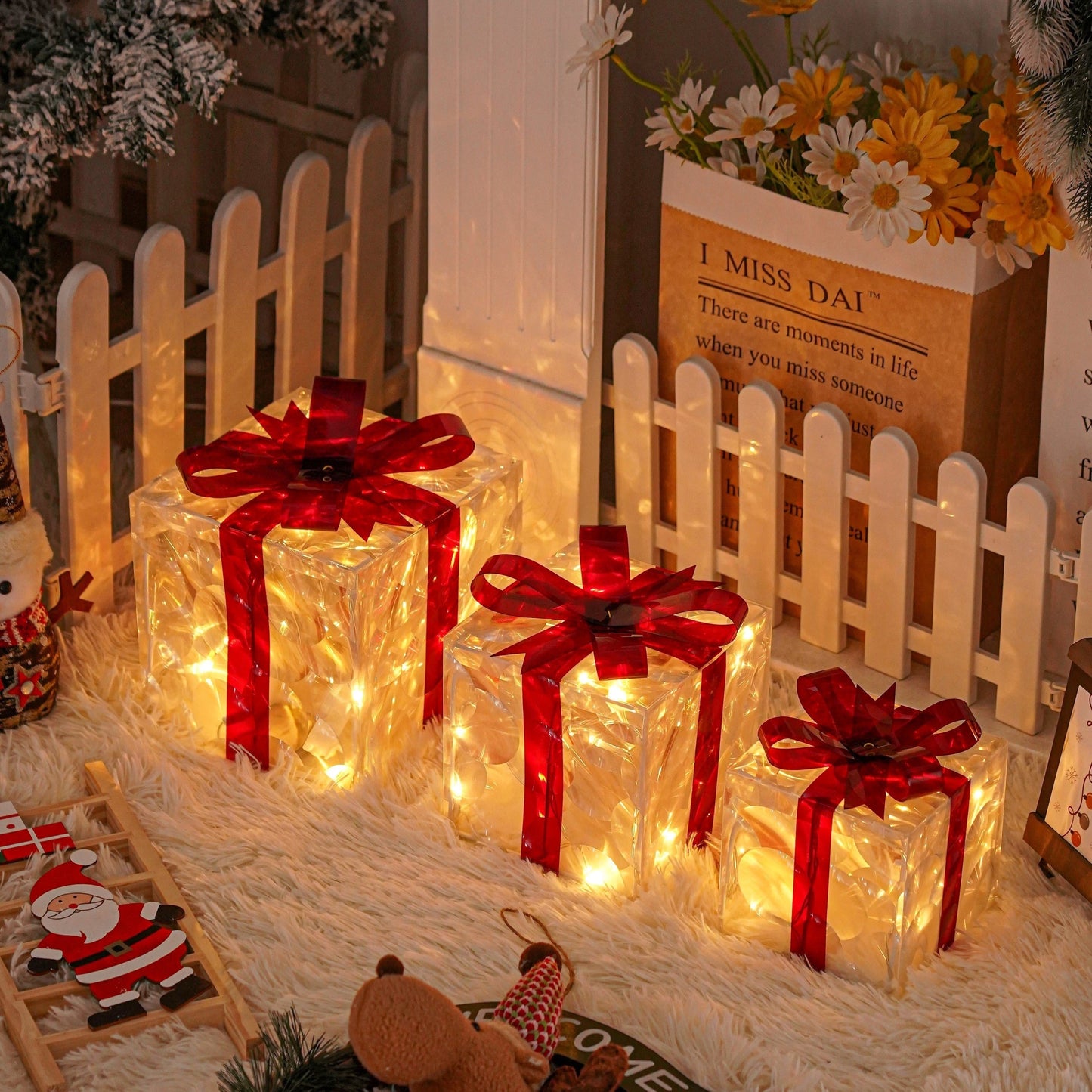 Floroux LED Coffret Cadeau | Éclairage de Noël | Décor pour Intérieur & Extérieur | Ensemble de 3 Boîtes