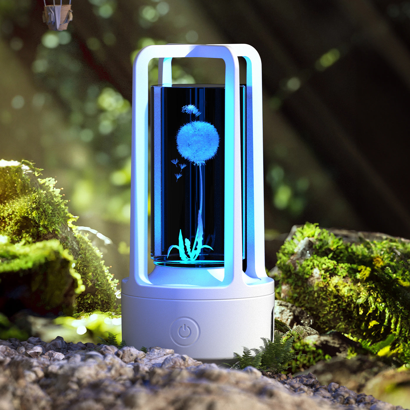 2-en-1 Lumière de nuit en cristal naturel blanc et haut-parleur Bluetooth Lampe de bureau