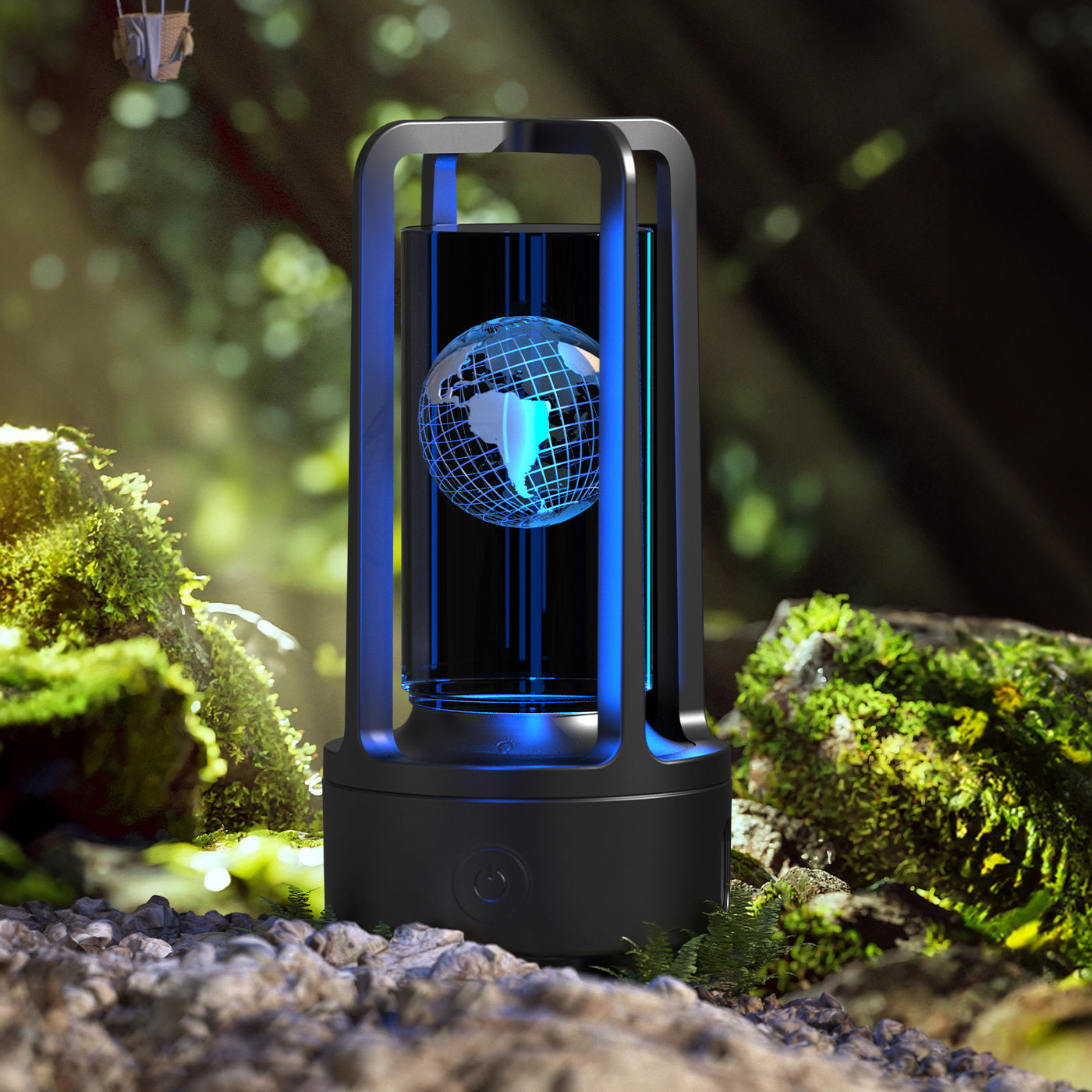 2-en-1 Lampe de nuit en cristal avec fleurs de l'arbre noir et enceinte Bluetooth lampe de bureau