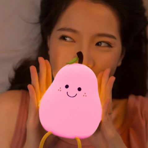 Floroux Lampe de nuit LED créative | Forme de poire en silicone | Lampe de table USB | Lumière d'ambiance sept couleurs