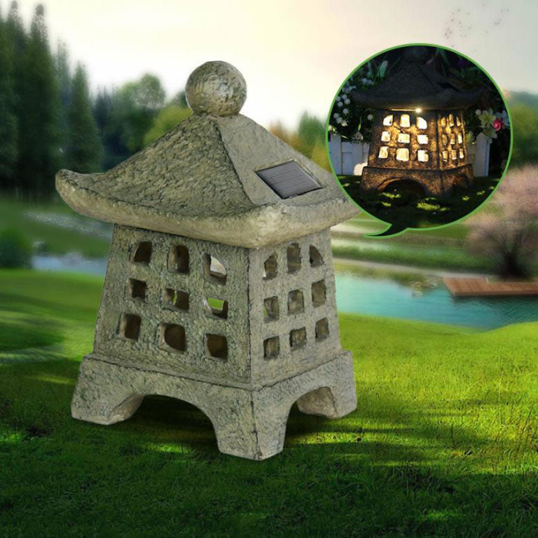 Floroux Pagoda Solar Light | Outdoor Resin Housing | Decorative Garden Light | Landscape Lighting