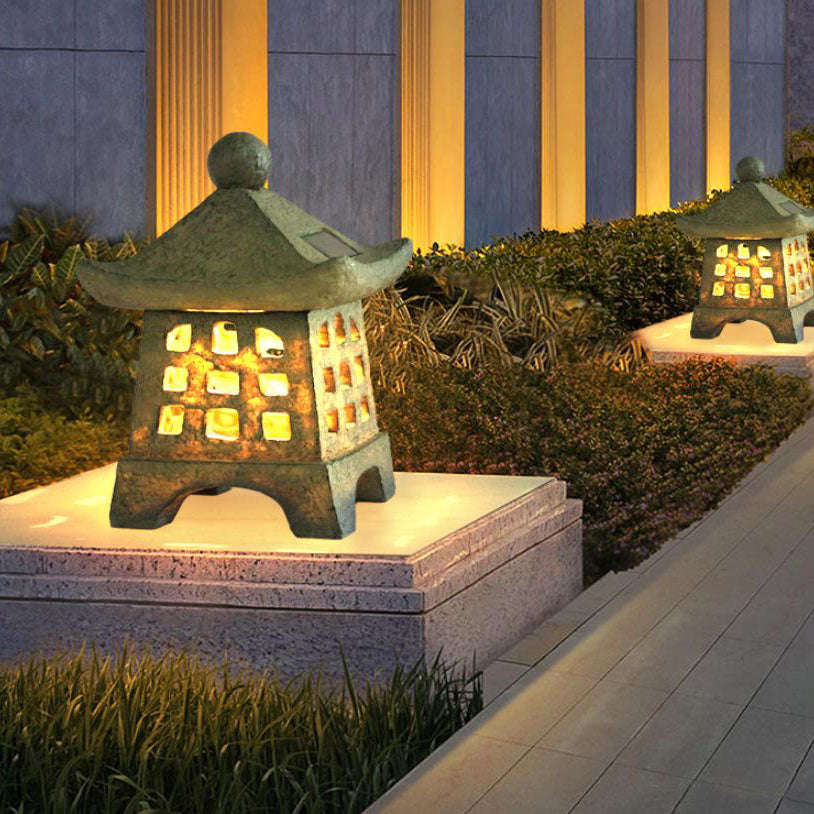 Floroux Pagoda Solar Light | Outdoor Resin Housing | Decorative Garden Light | Landscape Lighting