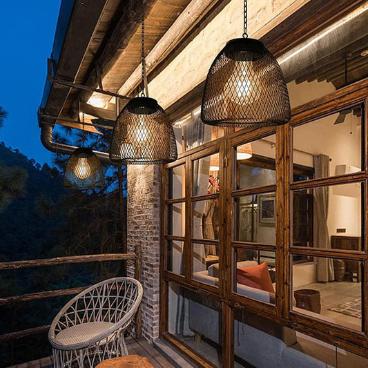 Floroux Solar Suspension Luminaire | Design en fer et rotin | Résistant aux intempéries | Éclairage LED | Pour terrasse & jardin