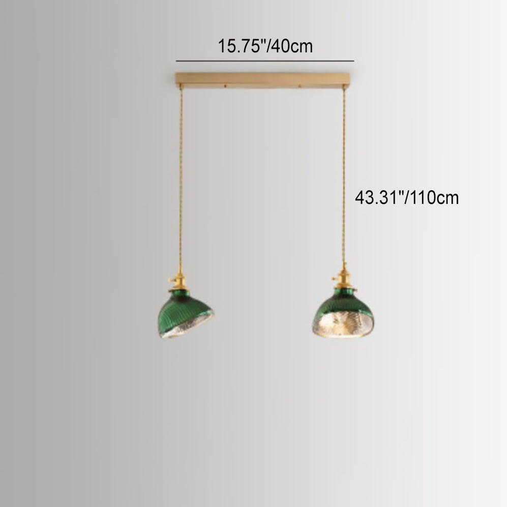 Floroux Chandelier Vintage Nordic | Brass & Green Glass | Pendant Lamp 1/2/3 Lights | Elegant Design
