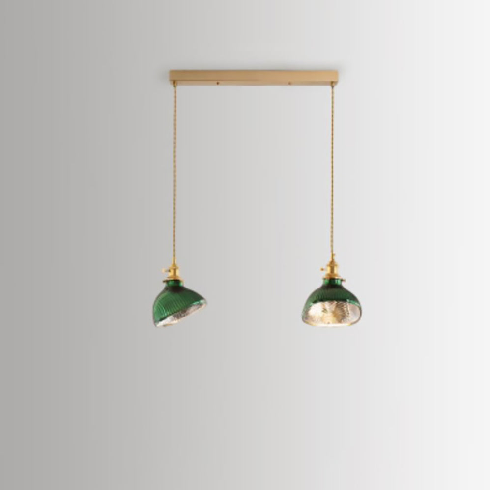 Floroux Chandelier Vintage Nordic | Brass & Green Glass | Pendant Lamp 1/2/3 Lights | Elegant Design