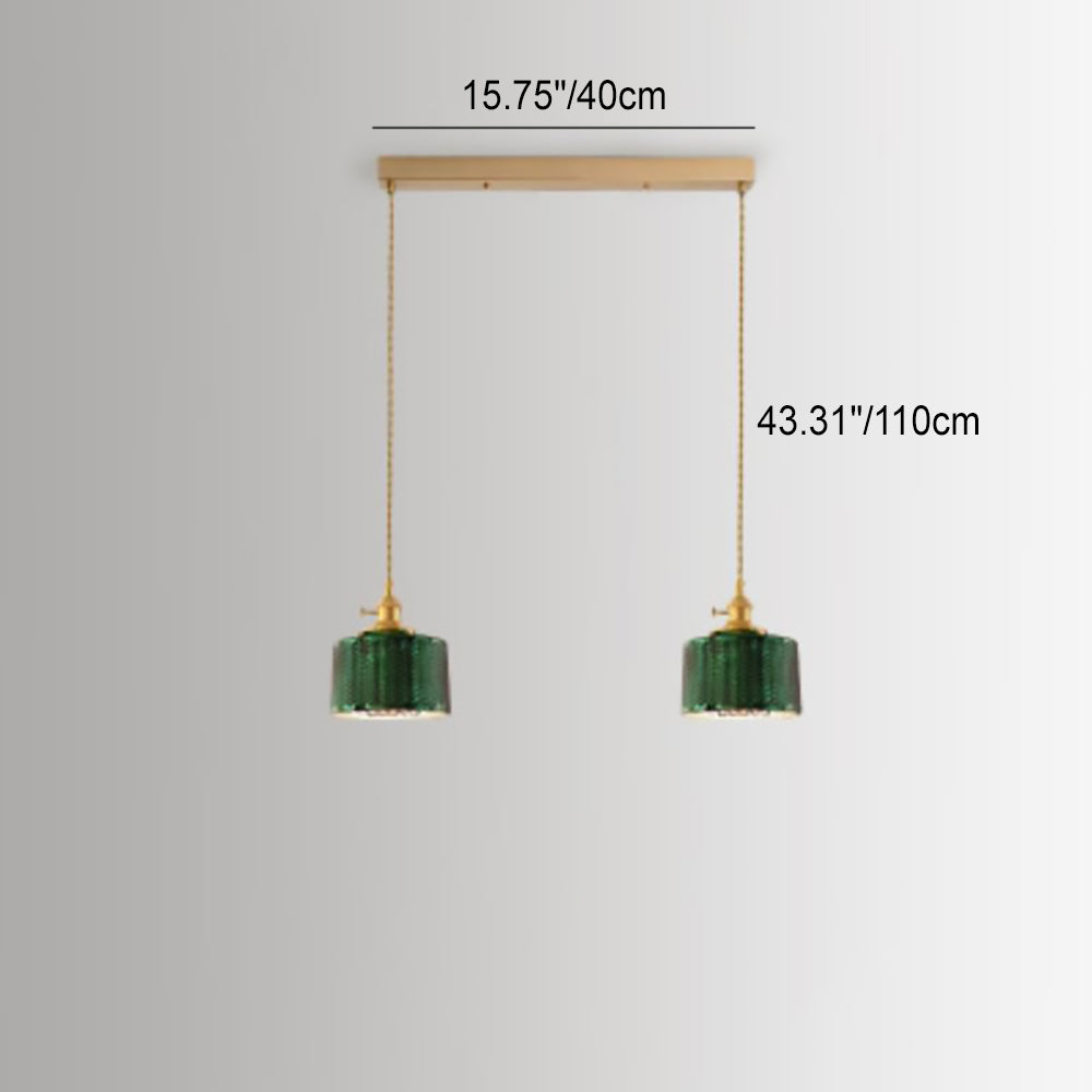 Floroux Chandelier Vintage Nordic | Brass & Green Glass | Pendant Lamp 1/2/3 Lights | Elegant Design