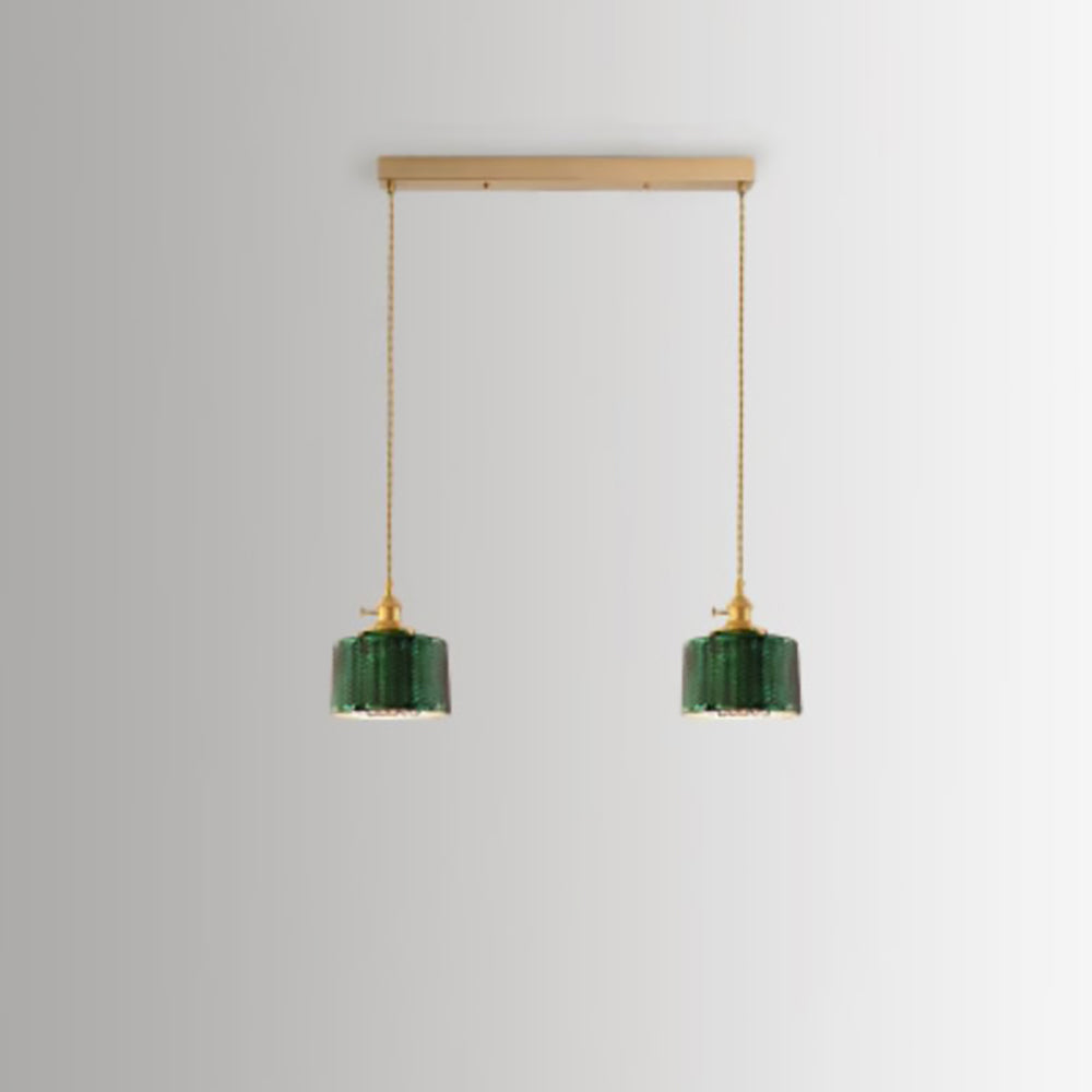 Floroux Chandelier Vintage Nordic | Brass & Green Glass | Pendant Lamp 1/2/3 Lights | Elegant Design