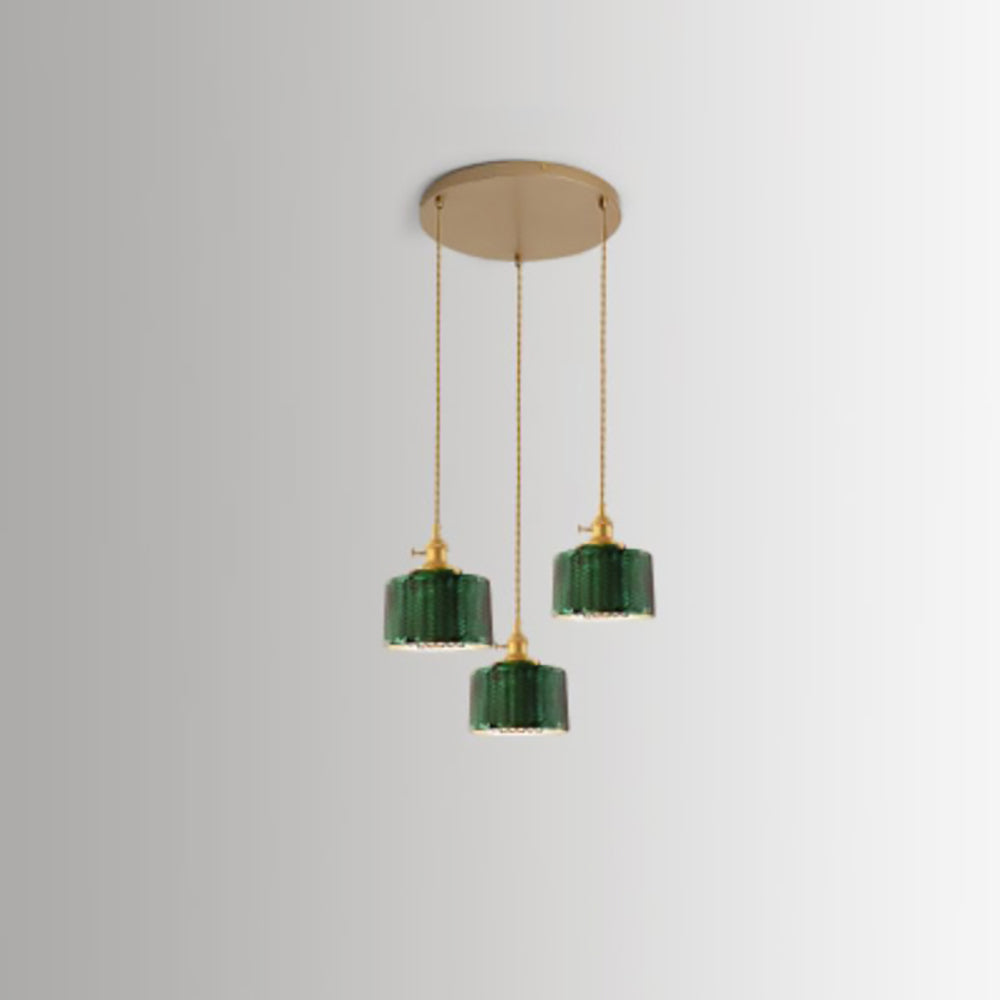 Floroux Chandelier Vintage Nordic | Brass & Green Glass | Pendant Lamp 1/2/3 Lights | Elegant Design