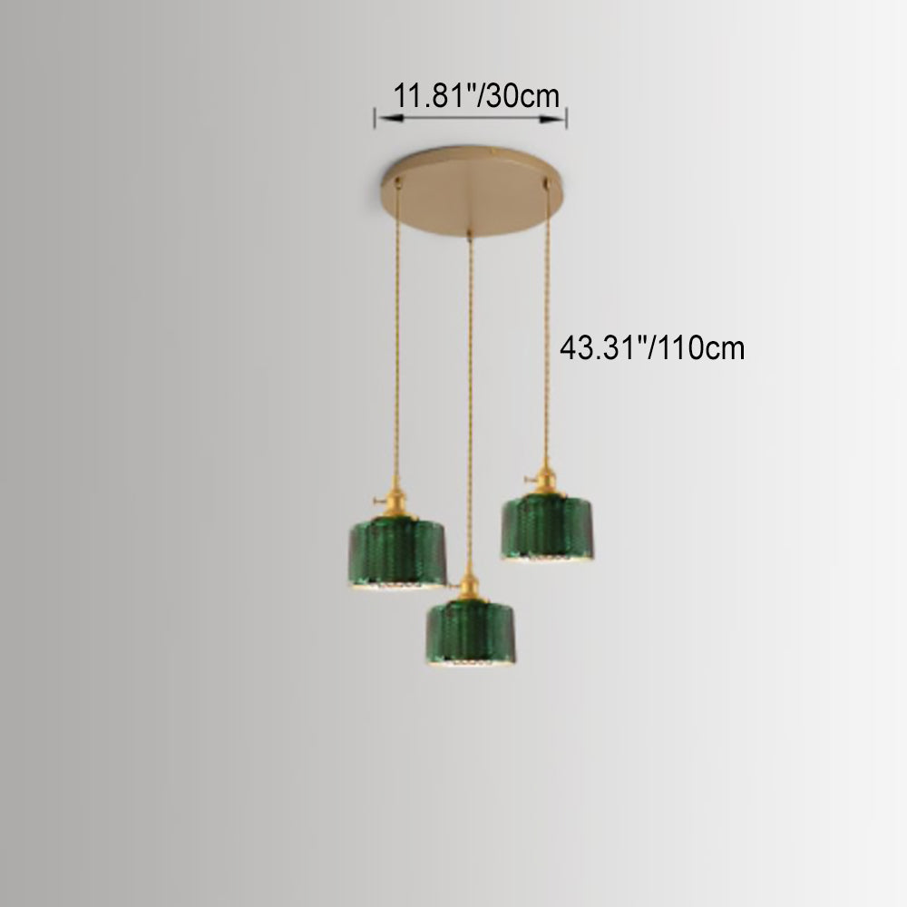 Floroux Chandelier Vintage Nordic | Brass & Green Glass | Pendant Lamp 1/2/3 Lights | Elegant Design