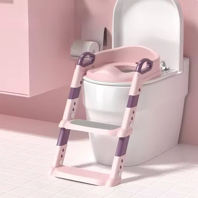 Échelle de toilette pliable réglable pour enfants - Escabeau, coussins souples, s'adapte aux toilettes standard