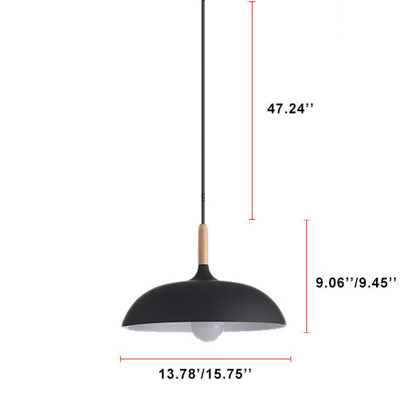 Floroux Modern Pendant Light | Wood-Metal Design | LED Lamp | Dome Style | Various Sizes and Colors