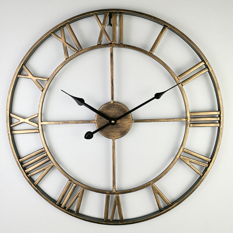 Grande horloge murale rétro en fer - Élégance intemporelle