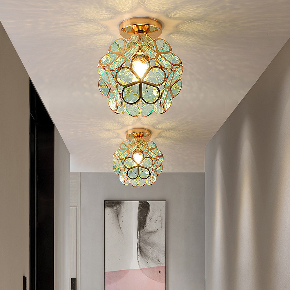Floroux Floral Style Ceiling Light | Glass Hall Lighting | Elegant Design