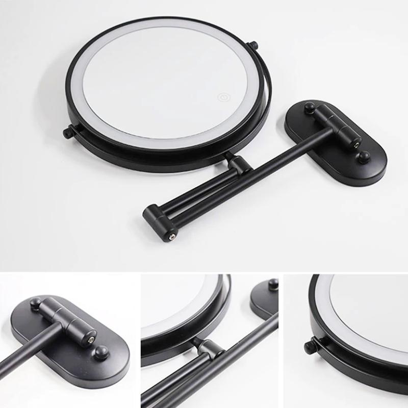 Miroir loupe LED rechargeable Floroux Noir | Maquillage & Salle de Bain | Design Élégant