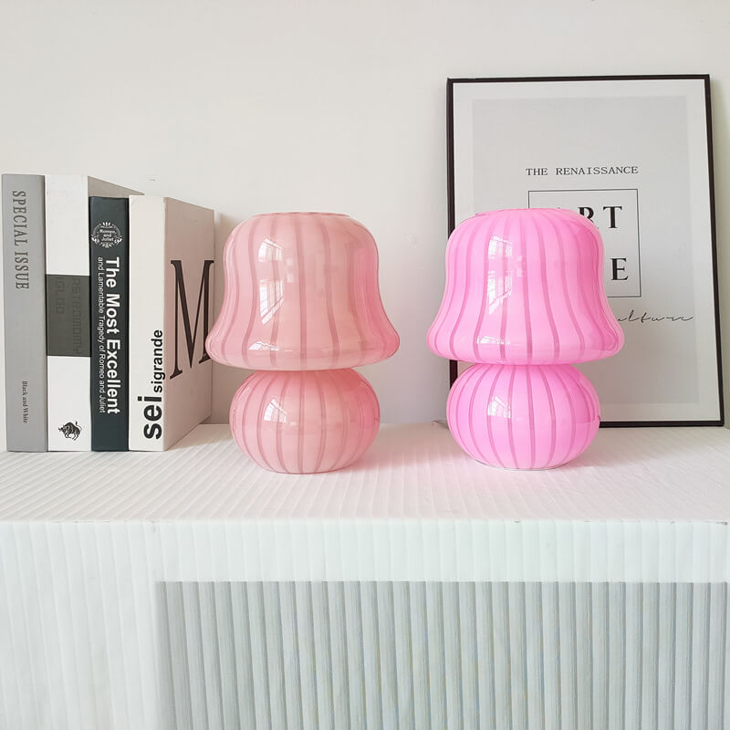 Floroux Lampe de Table en Verre | Design Français | Fait Main | Forme de Champignon | Décoration & Éclairage