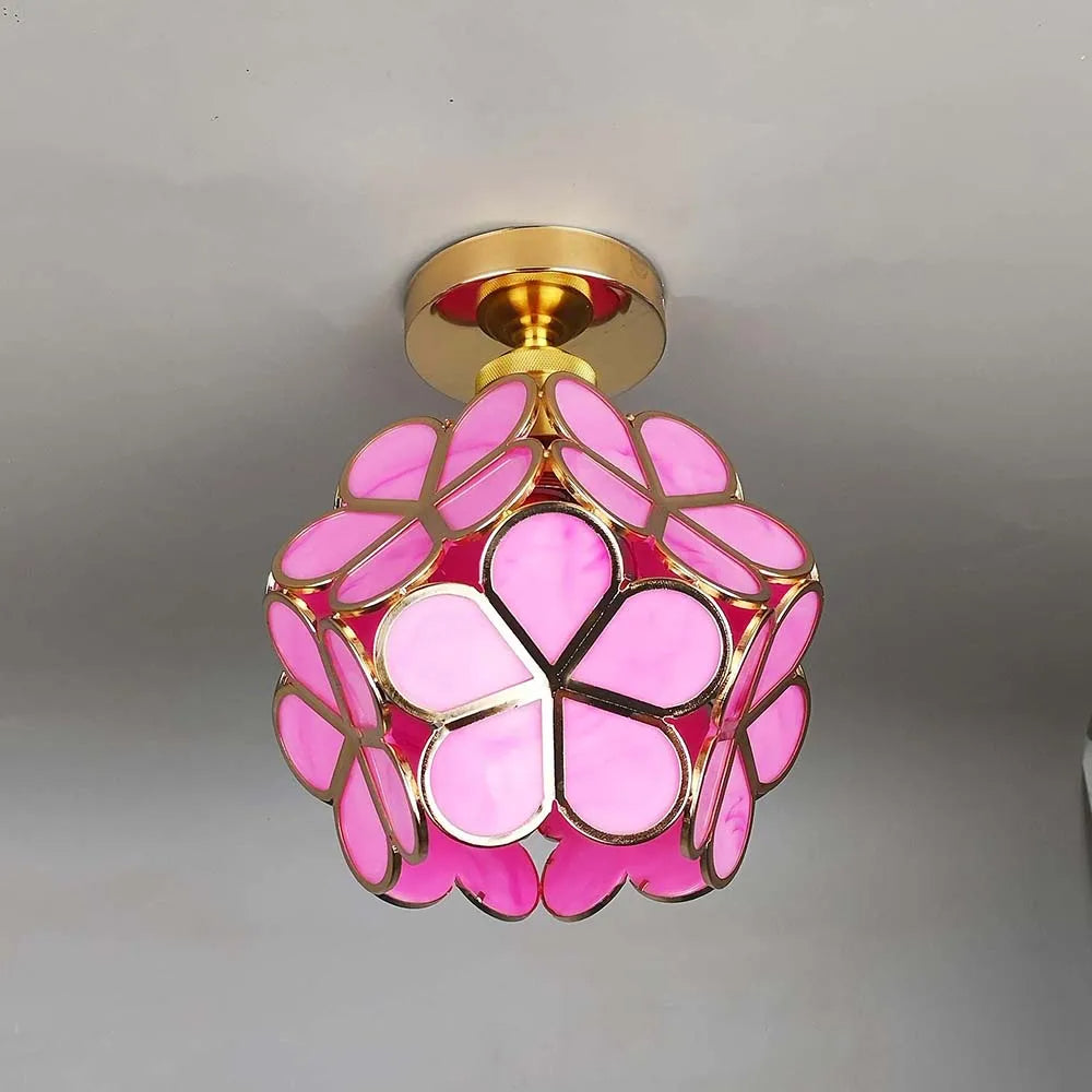 BloemLicht - Élégante lampe suspendue en verre avec motif floral