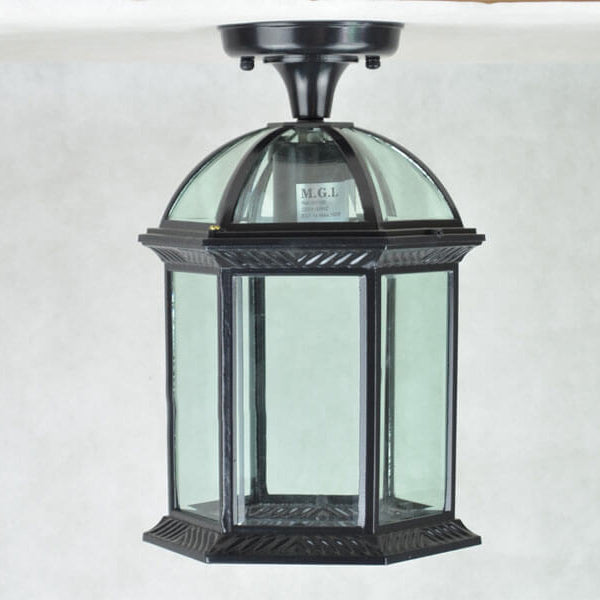 Floroux Outdoor Ceiling Light | Waterproof | Hexagonal Design | Semi-Recessed Mounting