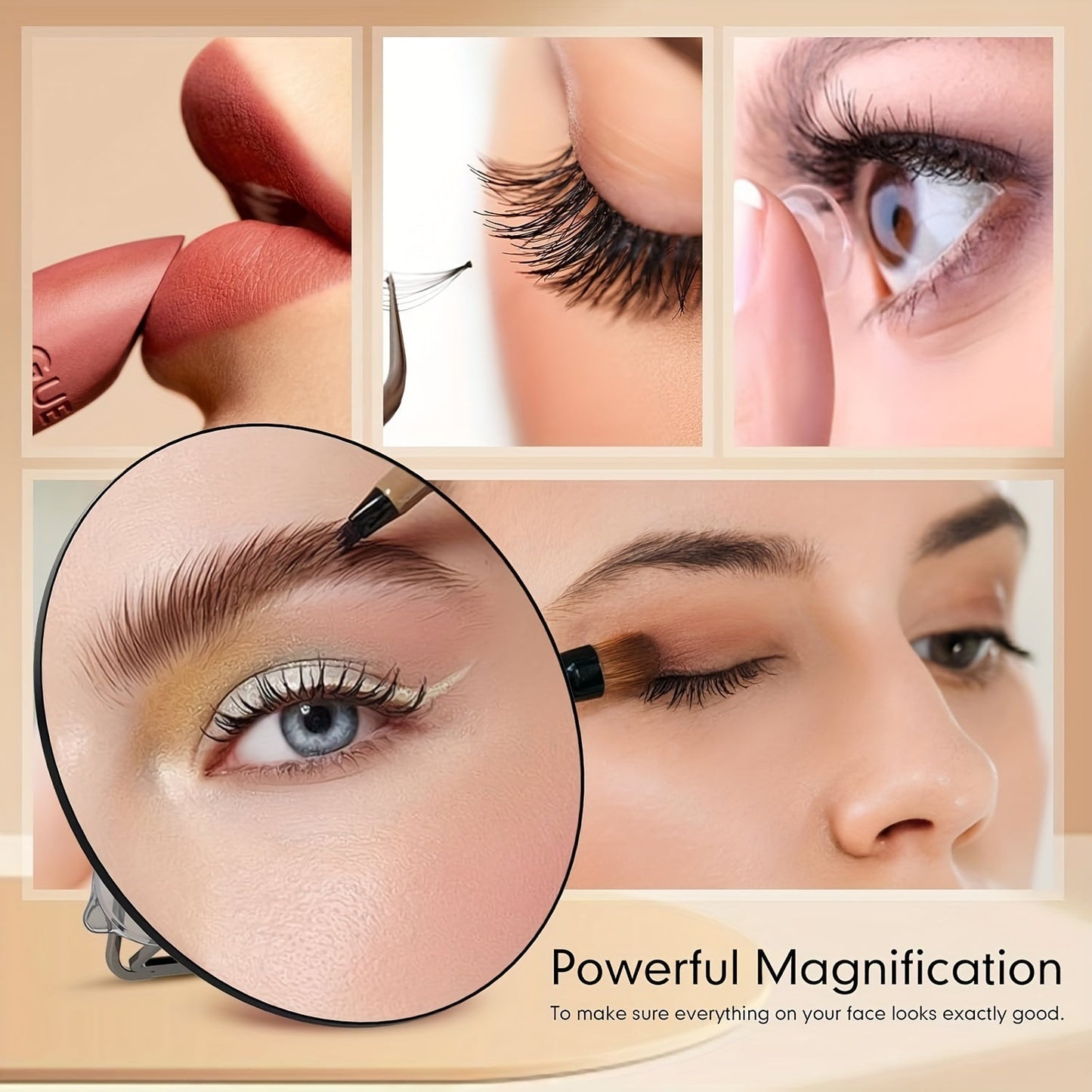 Miroir de maquillage loupe - 20X/10X de grossissement, ventouse, portable