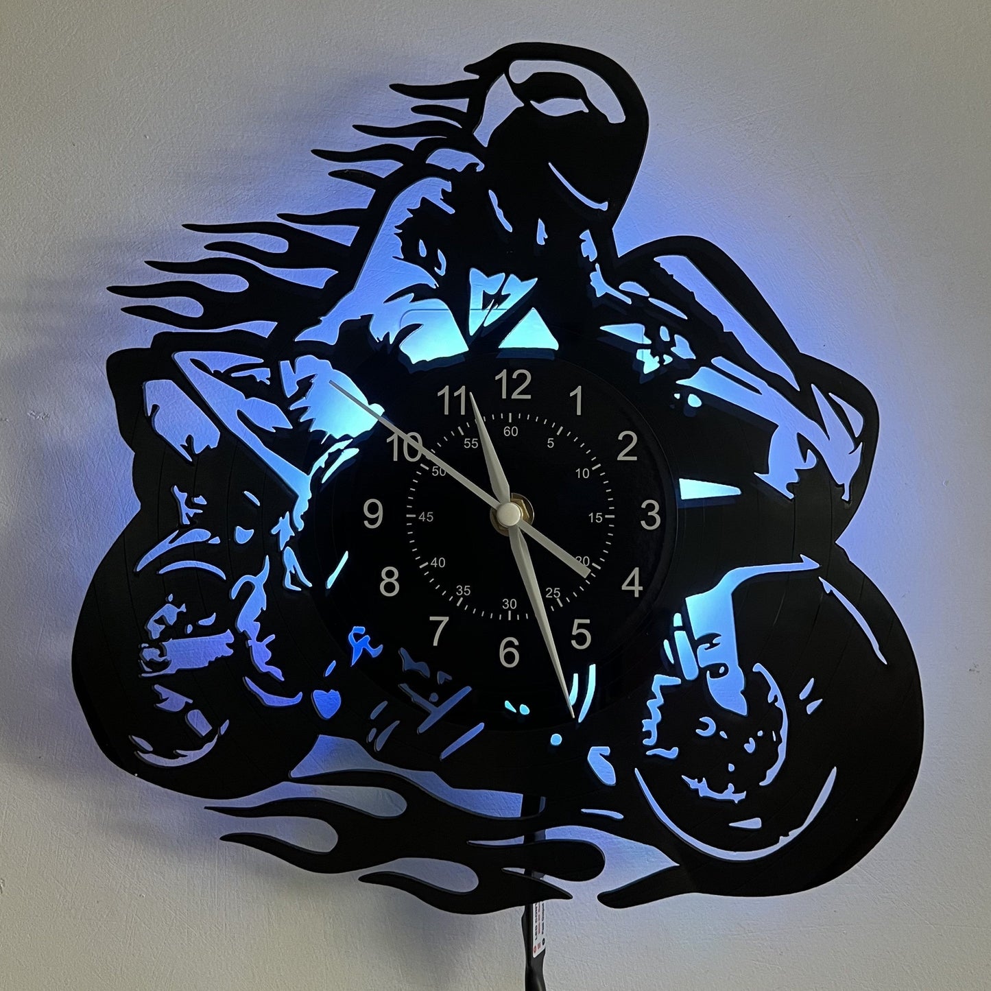 Horloge murale Floroux en vinyle - Thème moteur, style, pour décoration de salon et de bureau