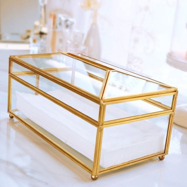 Floroux Nordic Gold Lining Boîte à Mouchoirs en Verre