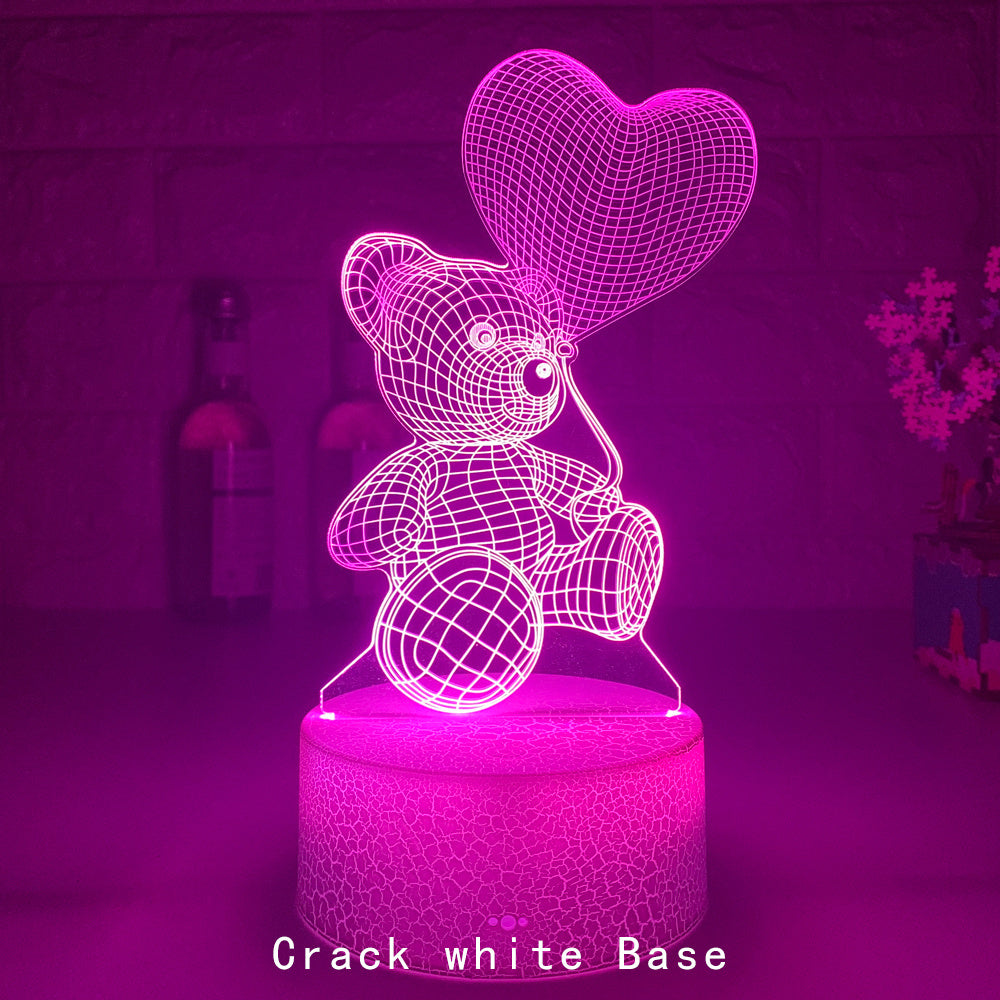 3D Cœur Ours USB LED Lampe de Nuit