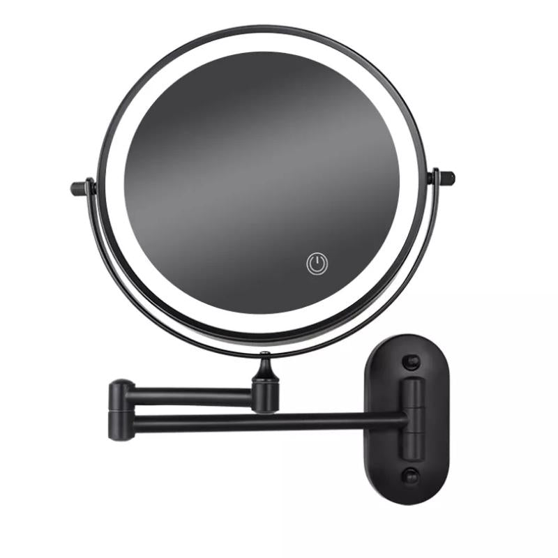 Miroir loupe LED rechargeable Floroux Noir | Maquillage & Salle de Bain | Design Élégant