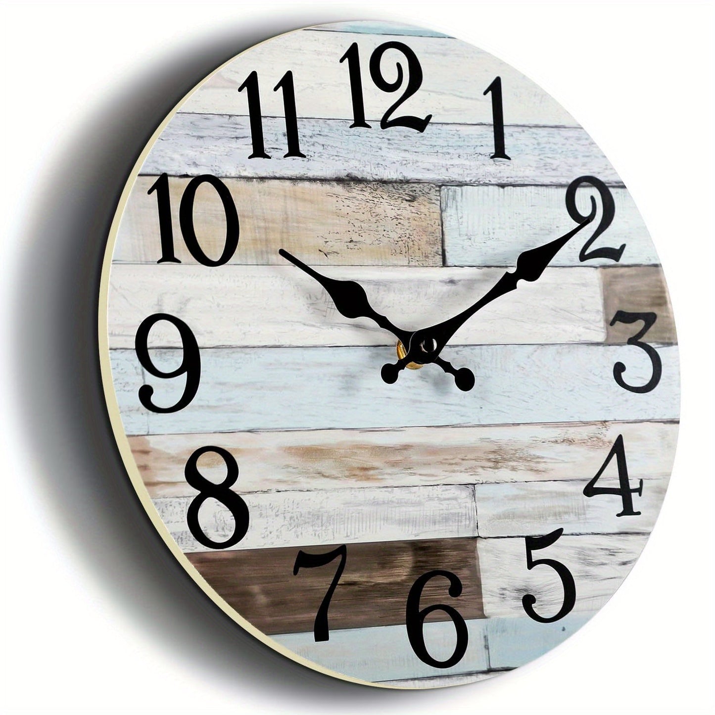 Floroux Horloge murale - Horloge ronde silencieuse, Thème bleu pour l'extérieur et l'intérieur