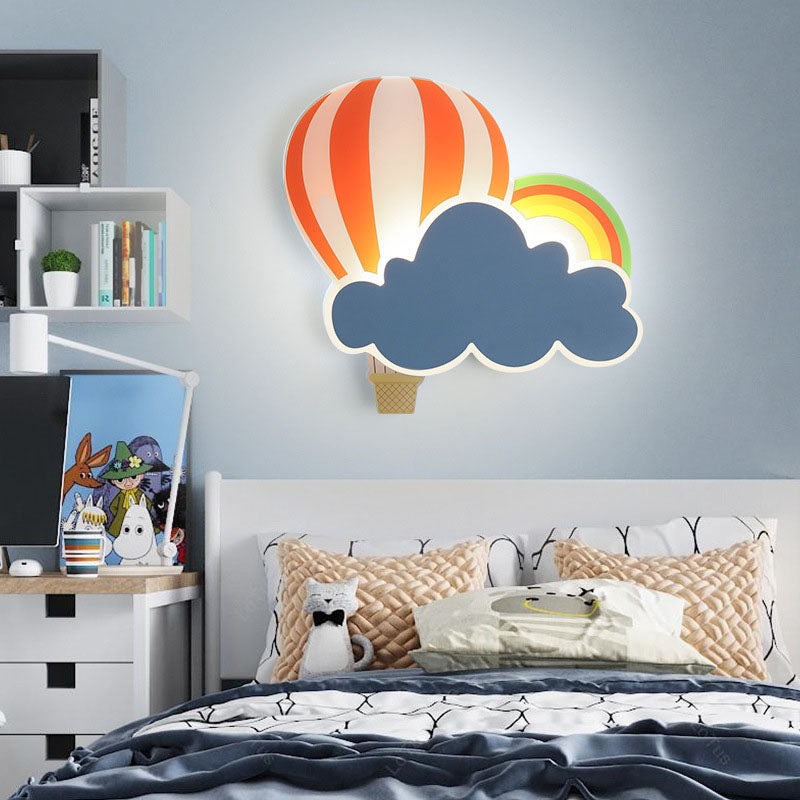 Floroux LED Applique Murale | Design Créatif de Montgolfière & de Nuage | Pour Chambre d'Enfant | Lumière Blanc Chaud & Blanche