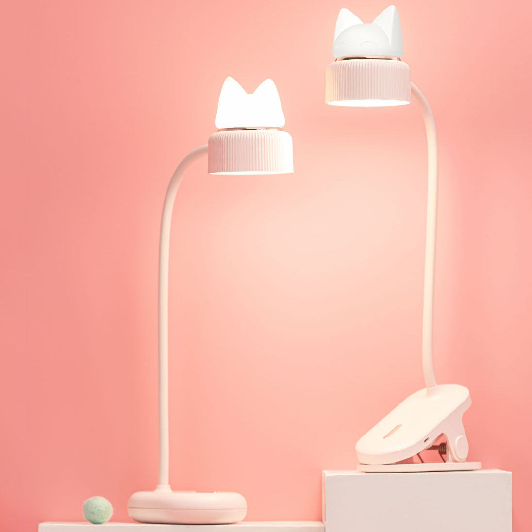 Floroux Lampe de Table LED | Design Oreilles de Chat | Amical pour les Yeux | Lampe Clip & Normale | Moderne & Créatif