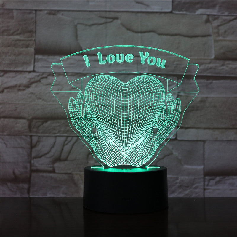 Tenir les mains Cœur 3D LED lampe de nuit d'amour cadeau
