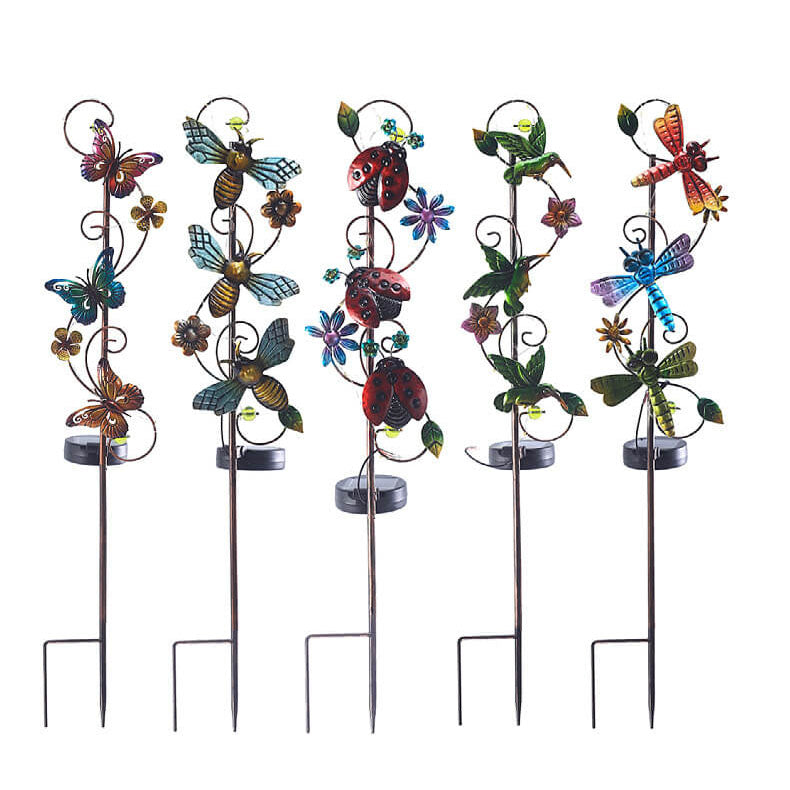 Floroux Solar Garden Lamp | Metal Design | Butterfly, Dragonfly, Hummingbird | Landscape Lighting