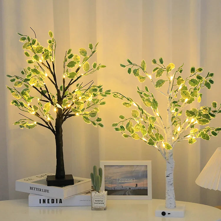 Floroux Feuilles Vertes LED Arbre Lumières