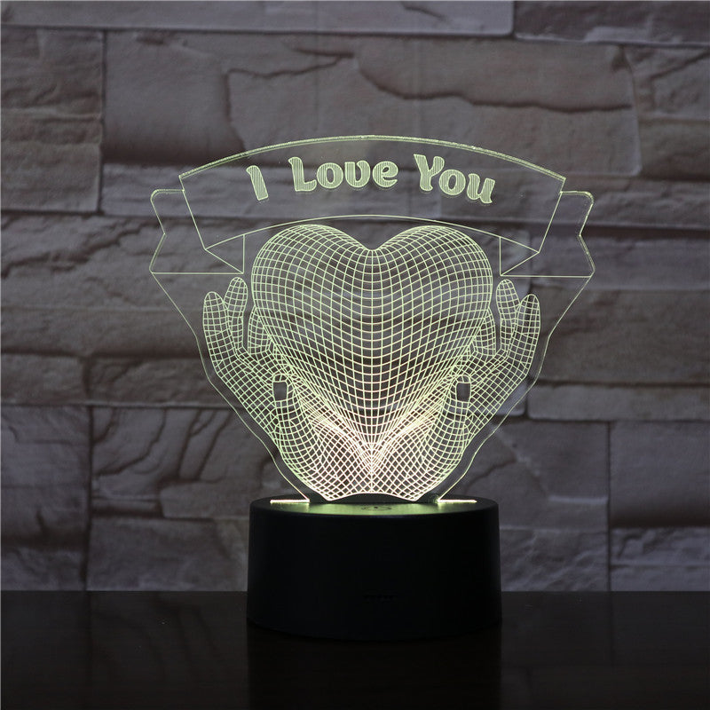 Tenir les mains Cœur 3D LED lampe de nuit d'amour cadeau