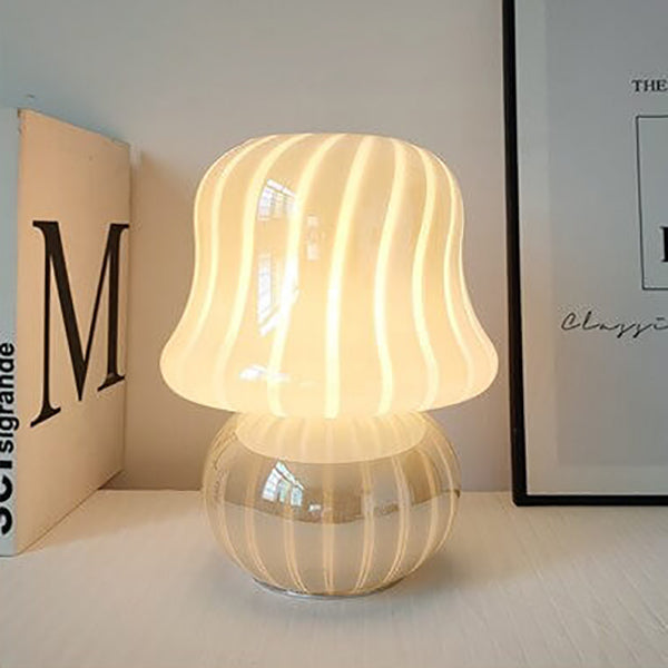 Floroux Lampe de Table en Verre | Design Français | Fait Main | Forme de Champignon | Décoration & Éclairage