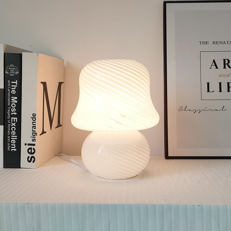 Floroux Lampe de Table en Verre | Design Français | Fait Main | Forme de Champignon | Décoration & Éclairage