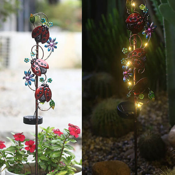 Floroux Solar Garden Lamp | Metal Design | Butterfly, Dragonfly, Hummingbird | Landscape Lighting