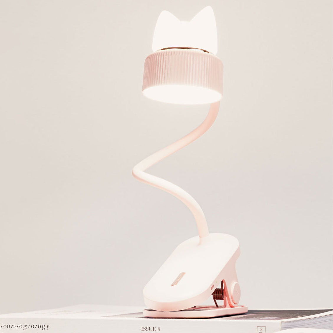 Floroux Lampe de Table LED | Design Oreilles de Chat | Amical pour les Yeux | Lampe Clip & Normale | Moderne & Créatif