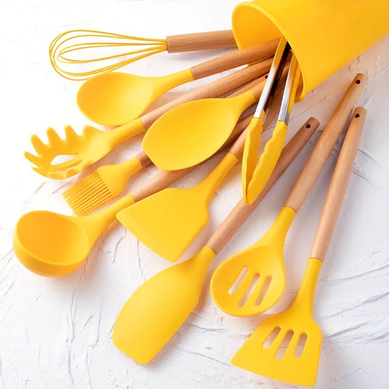 Canaya - Ensemble d'ustensiles de cuisine en silicone de luxe (12 pièces)
